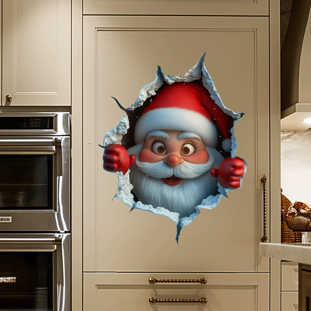 Christmas Santa Wall Stickers - Waterproof PVC Decals for Doors and Windows, DIY Peel and Stick Home Decor for Living Room and Party Celebrations