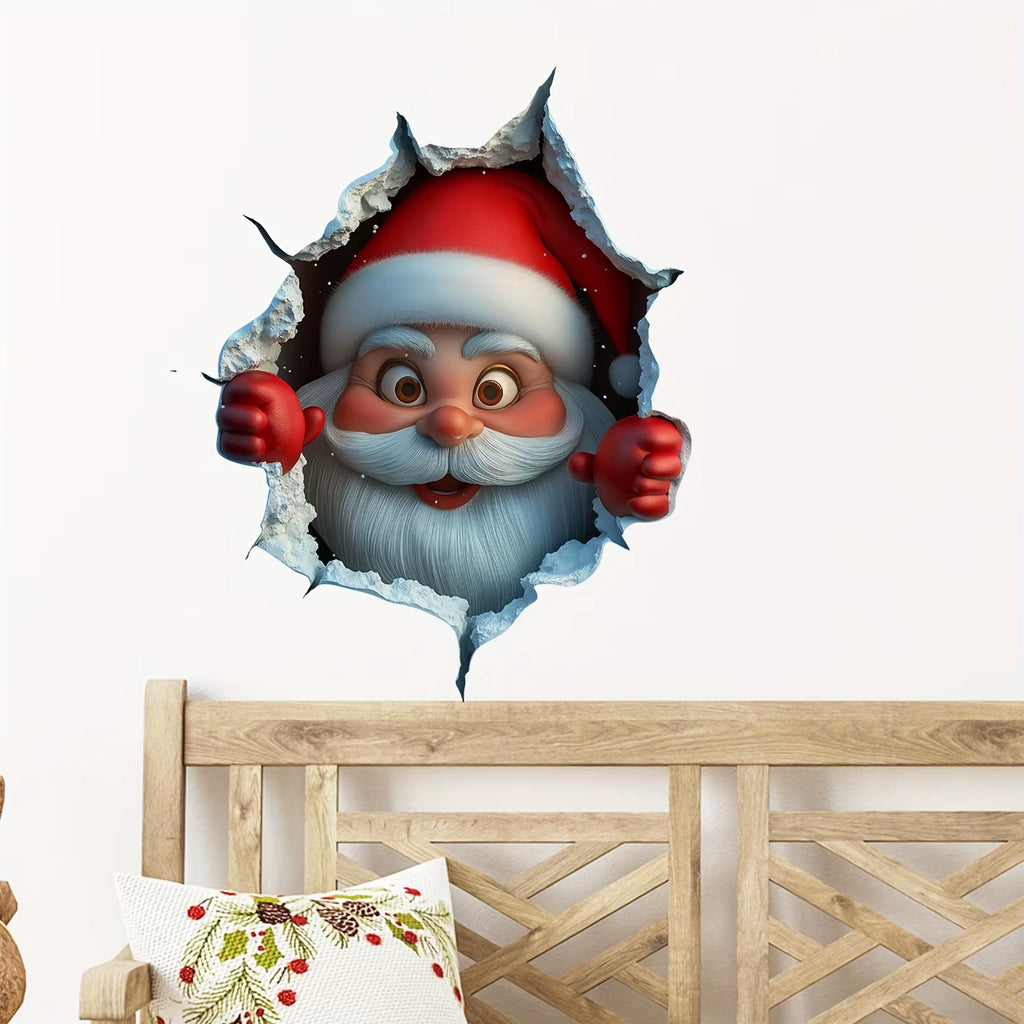 Christmas Santa Wall Stickers - Waterproof PVC Decals for Doors and Windows, DIY Peel and Stick Home Decor for Living Room and Party Celebrations