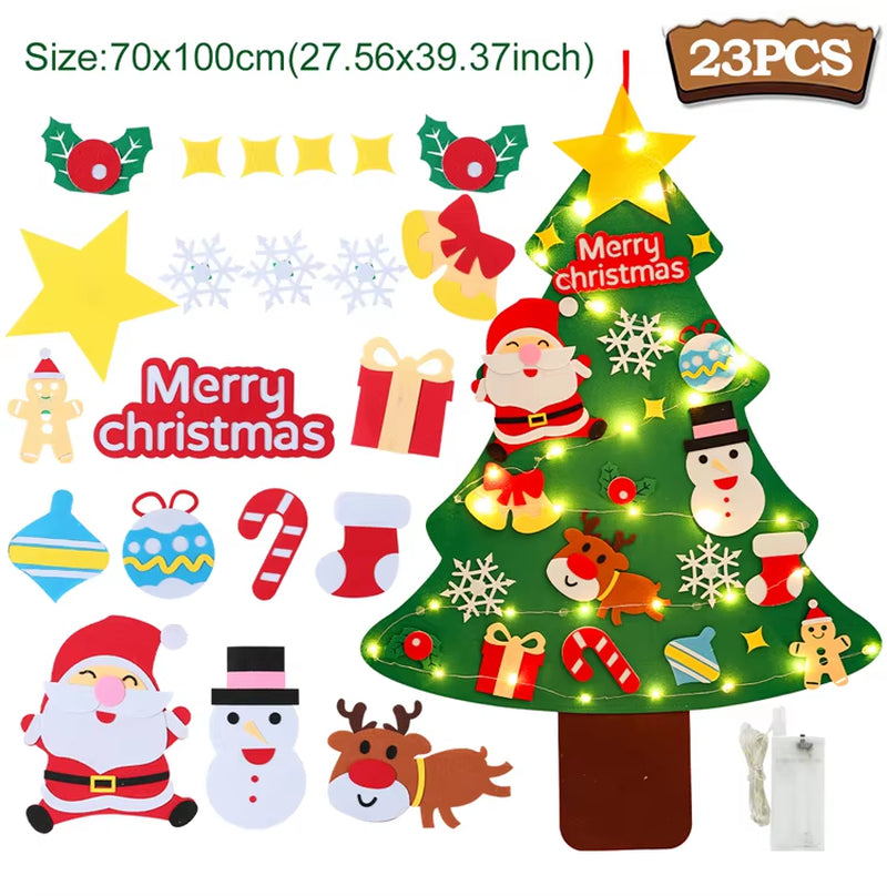 DIY Felt Christmas Tree Christmas Decoration for Home Navidad Noel 2025 New Year Christmas Ornaments Santa Claus Xmas Kids Gifts