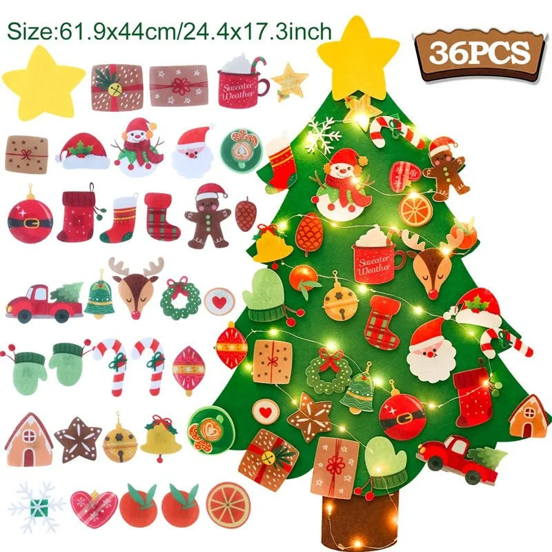 DIY Felt Christmas Tree Christmas Decoration for Home Navidad Noel 2025 New Year Christmas Ornaments Santa Claus Xmas Kids Gifts