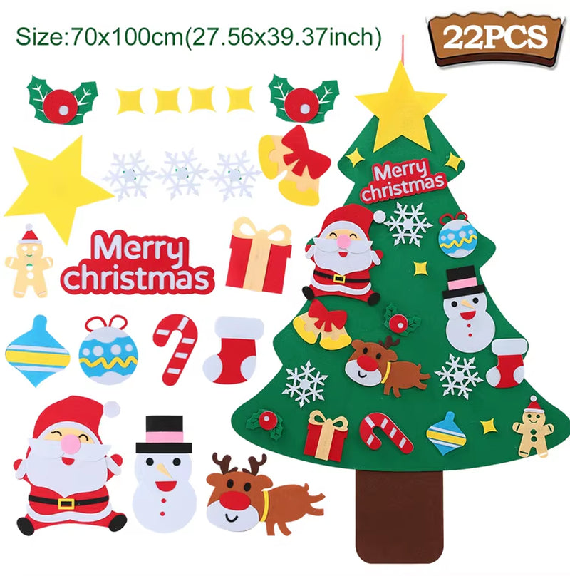 DIY Felt Christmas Tree Christmas Decoration for Home Navidad Noel 2025 New Year Christmas Ornaments Santa Claus Xmas Kids Gifts
